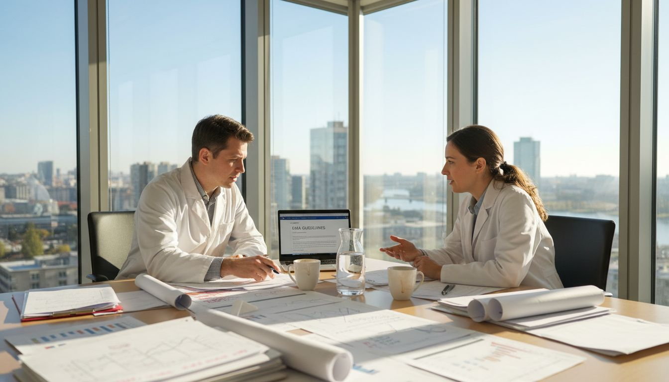 Scientists reviewing peptide research guidelines